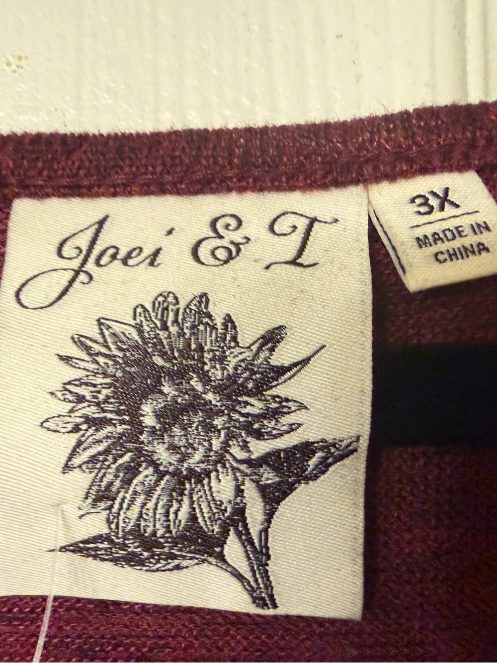 Joei & I 3X Blessed Rhinestone Burgundy Tie Front Long Sleeve - Picture 4 of 7
